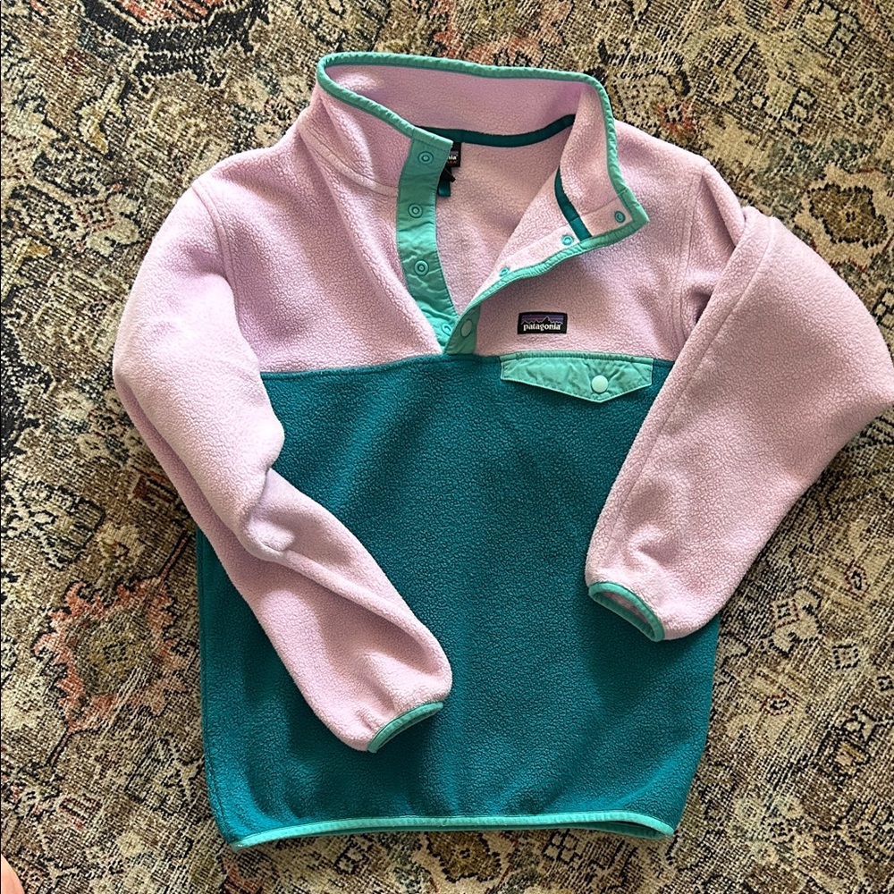 Patagonia Teal and Pink Snap-T Fleece